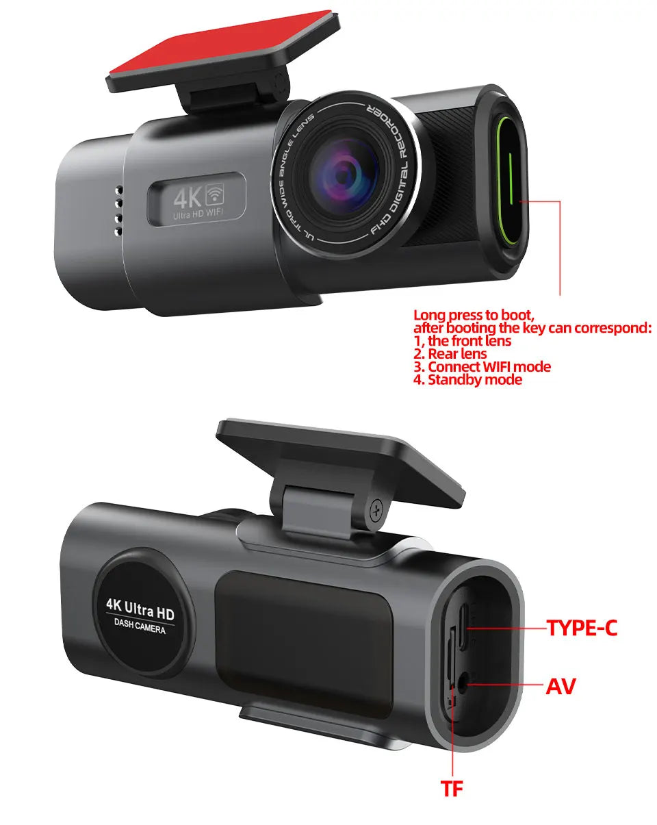 4K vaizdo registratorius su naktiniu matymu, GPS ir Wi-Fi