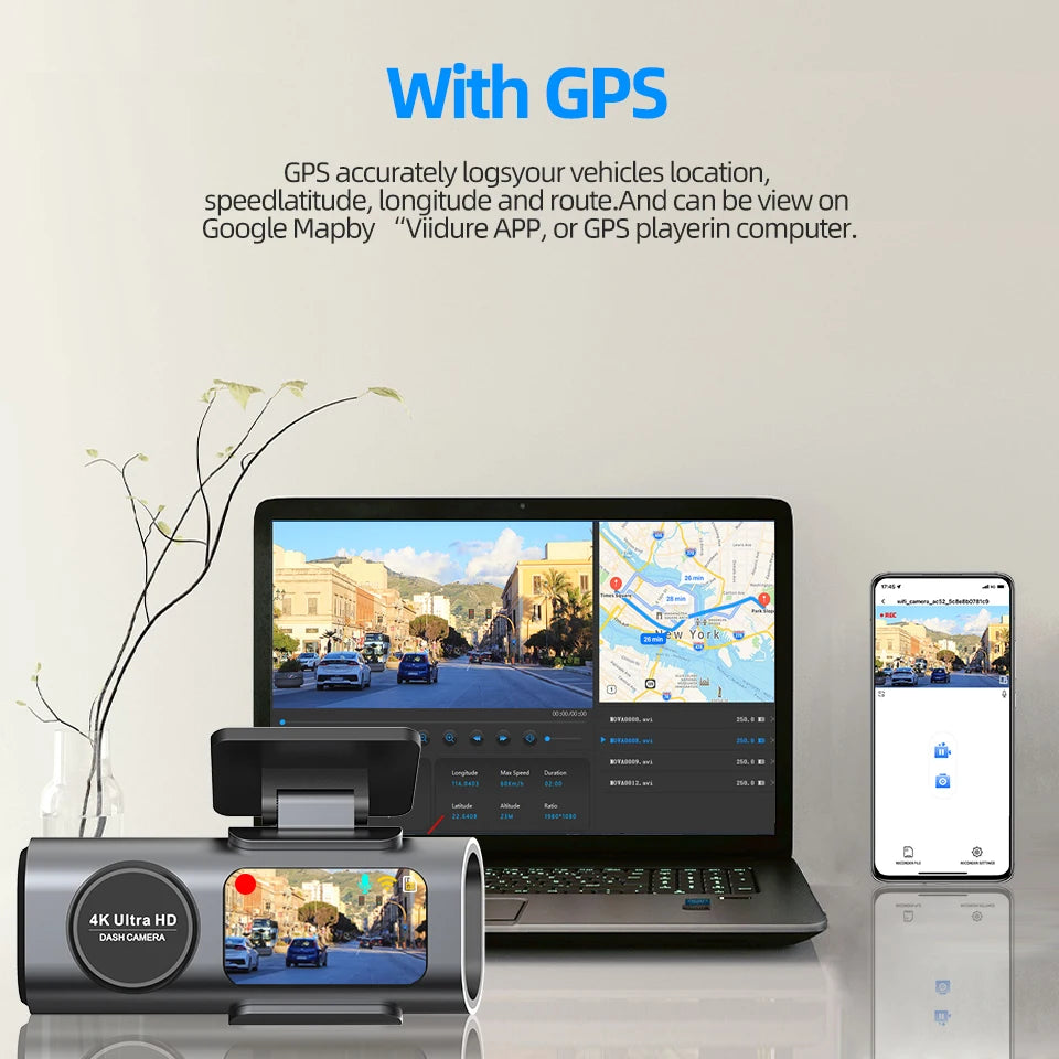 4K vaizdo registratorius su naktiniu matymu, GPS ir Wi-Fi