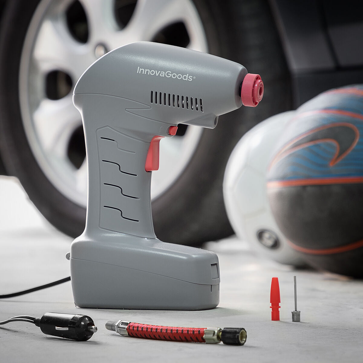 Nešiojamas automobilinis oro kompresorius su LED šviesa – 12V, 150 PSI | Airpro+ by InnovaGoods